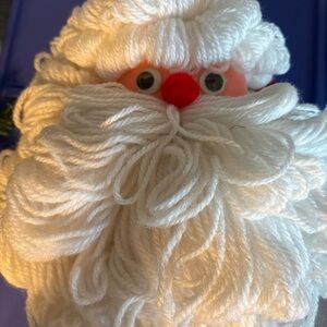 Santa Vintage Red and White Handmade by grandma. Made w/yarn felt,hard plastic